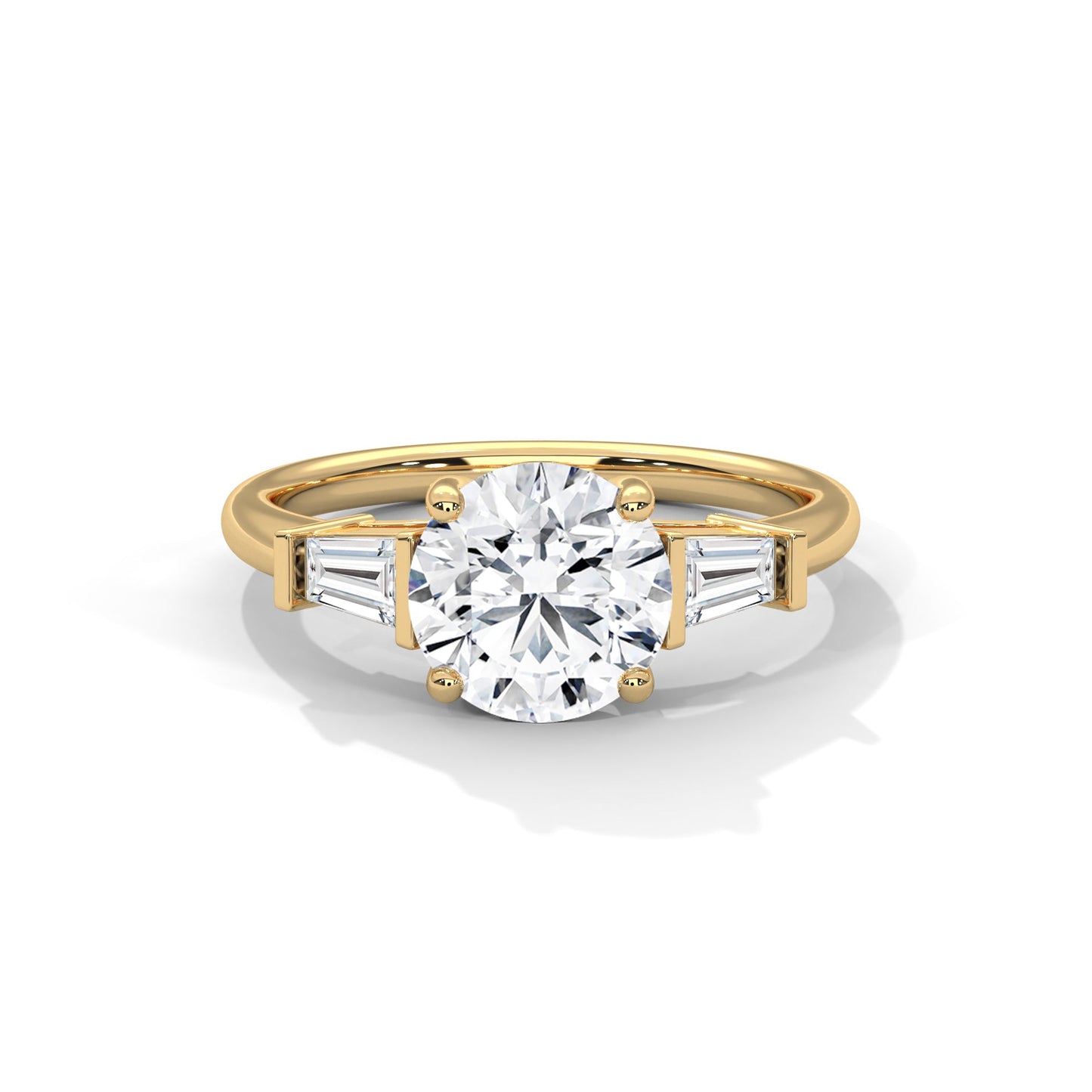 2.50 carat round & baguette cut solitaire diamond engagement ring for women