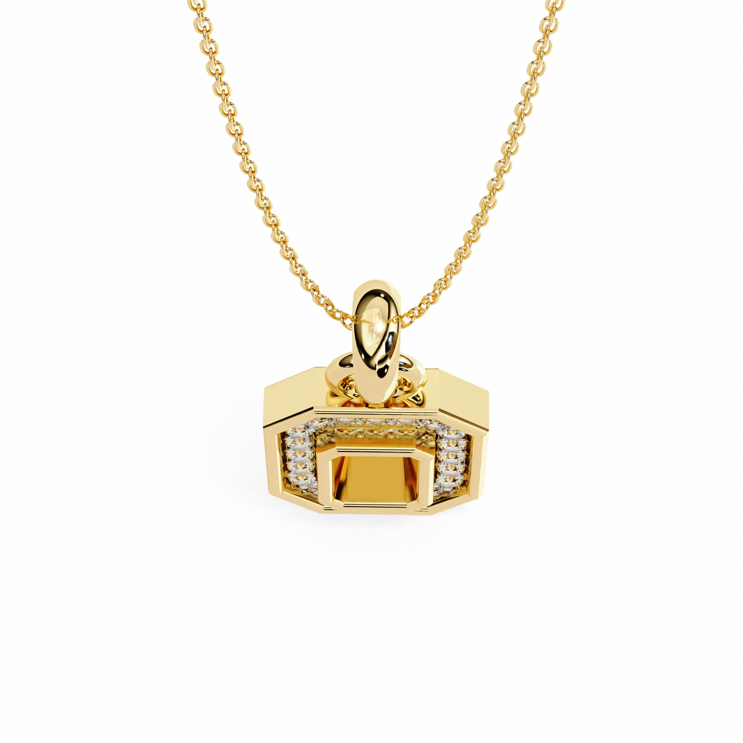 round cut halo octagon pave diamond pendant necklace – elegant fine jewelry