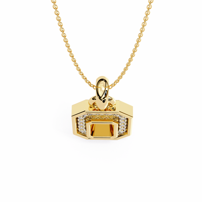 Round Cut Halo Octagon Pave Diamond Pendant Necklace – Elegant Fine Jewelry