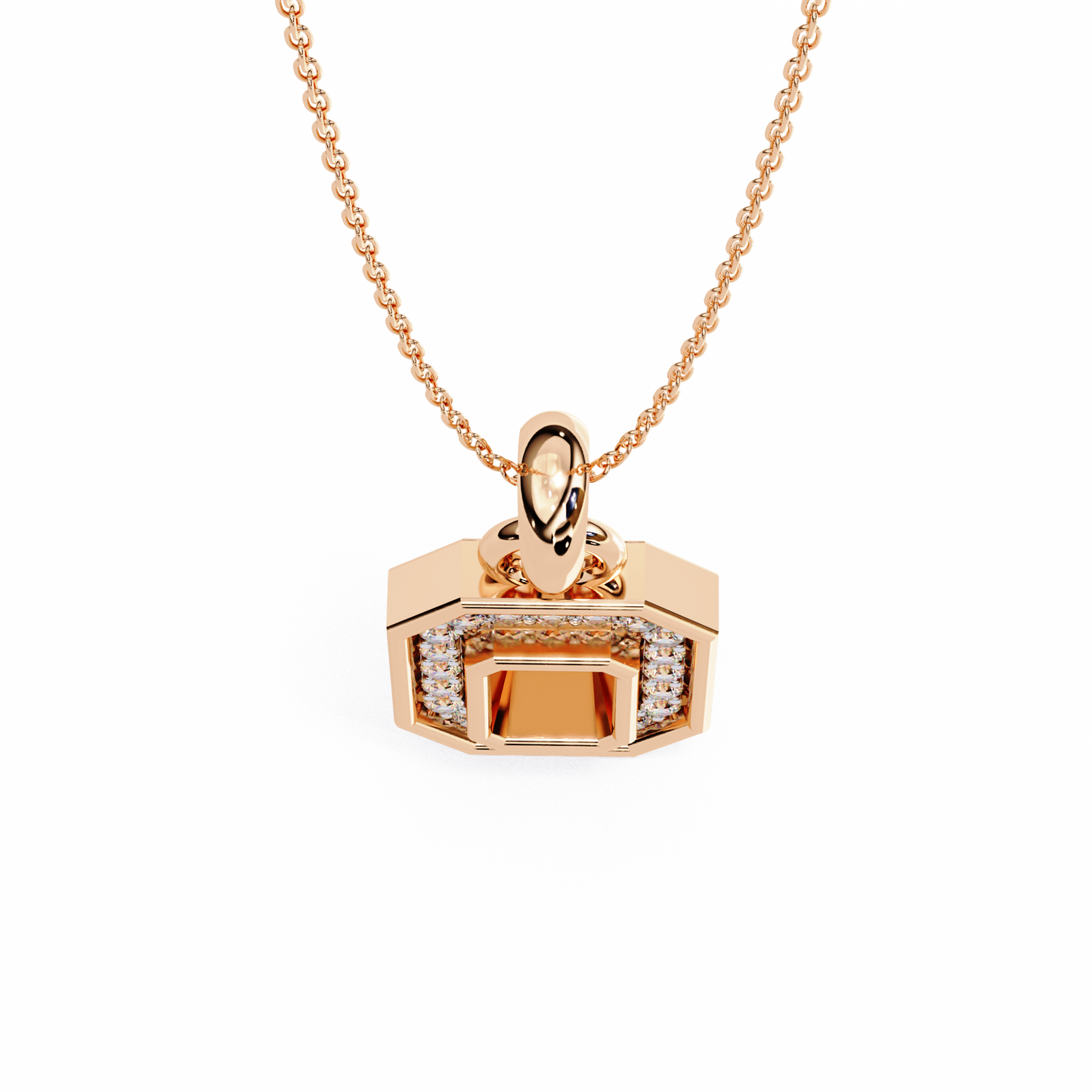 round cut halo octagon pave diamond pendant necklace – elegant fine jewelry