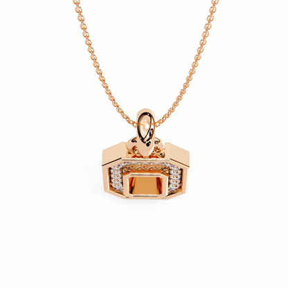 Round Cut Halo Octagon Pave Diamond Pendant Necklace – Elegant Fine Jewelry