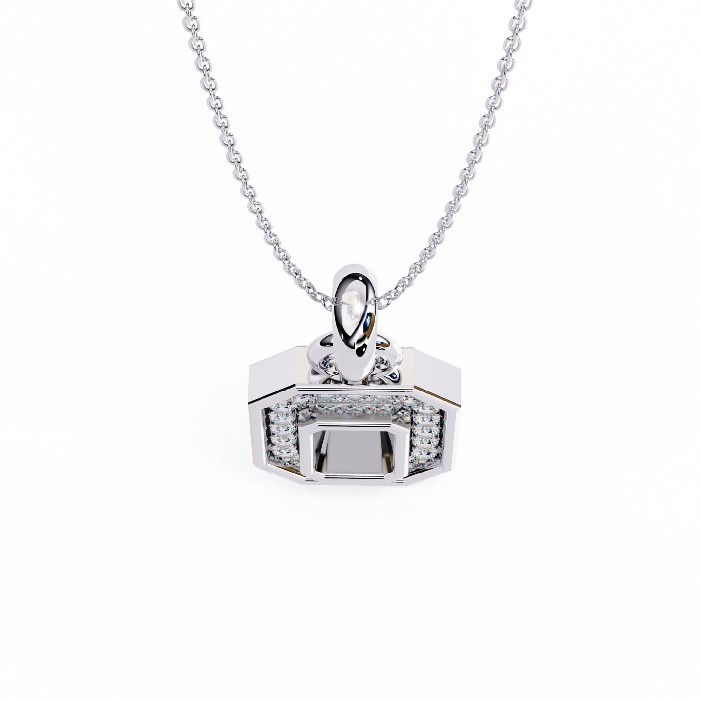 round cut halo octagon pave diamond pendant necklace – elegant fine jewelry