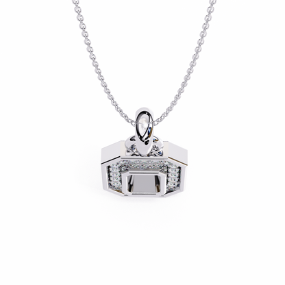 Round Cut Halo Octagon Pave Diamond Pendant Necklace – Elegant Fine Jewelry
