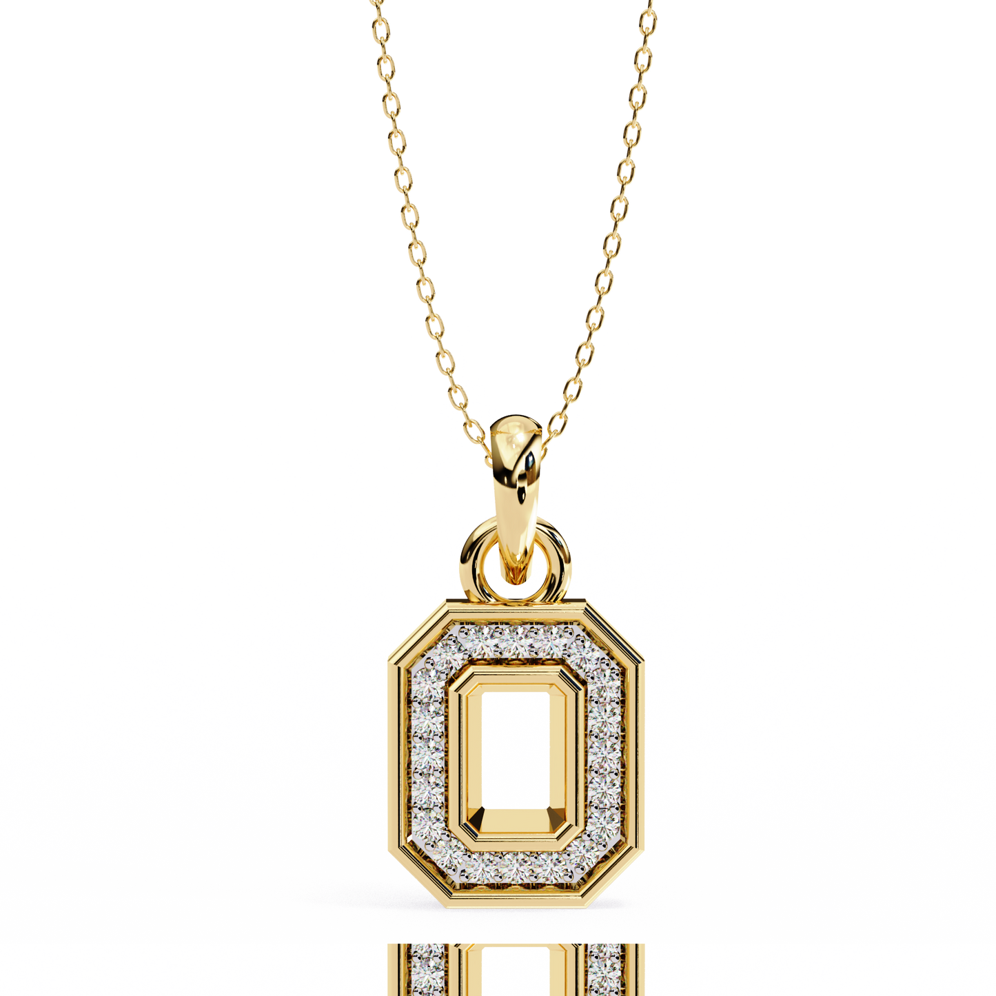 round cut halo octagon pave diamond pendant necklace – elegant fine jewelry