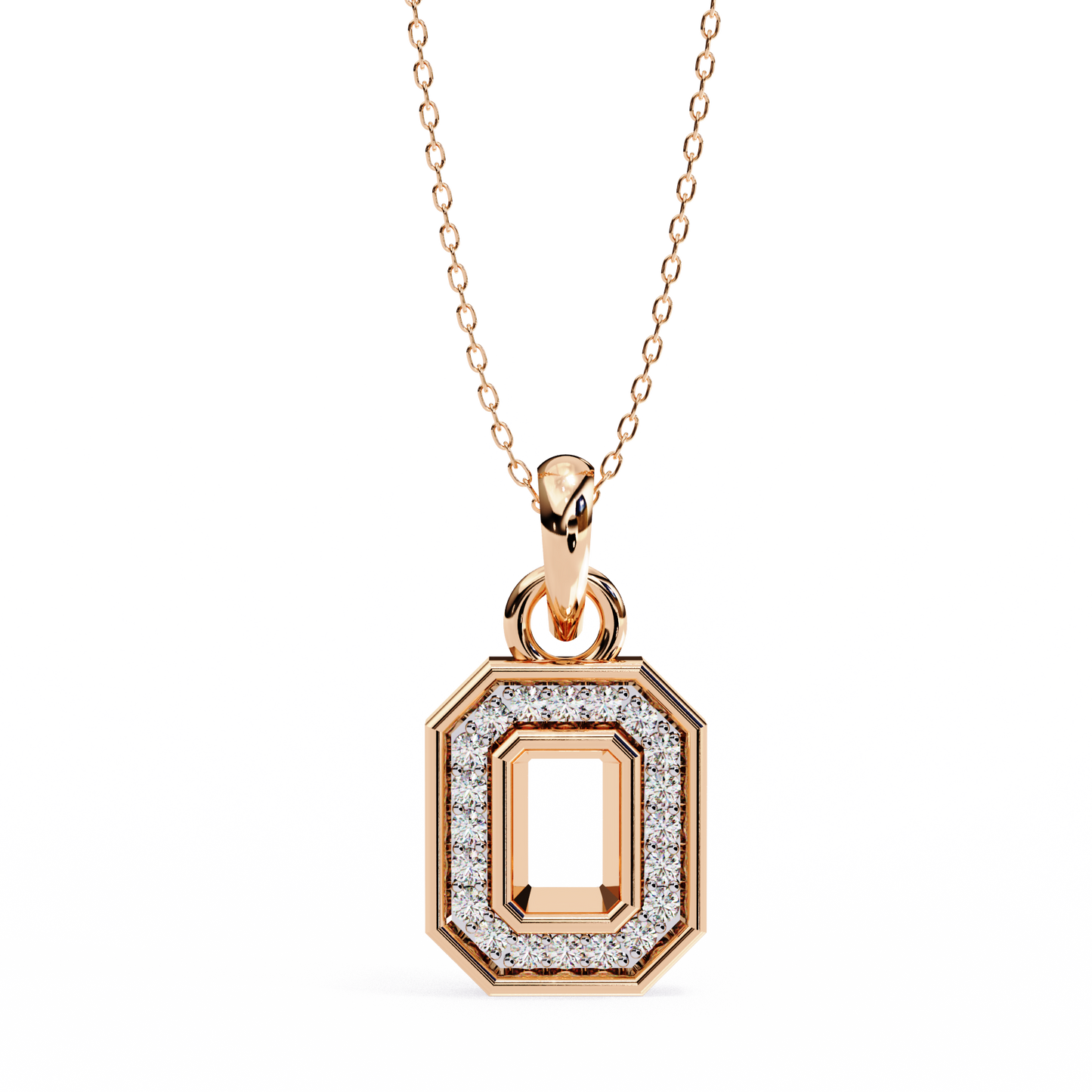 round cut halo octagon pave diamond pendant necklace – elegant fine jewelry
