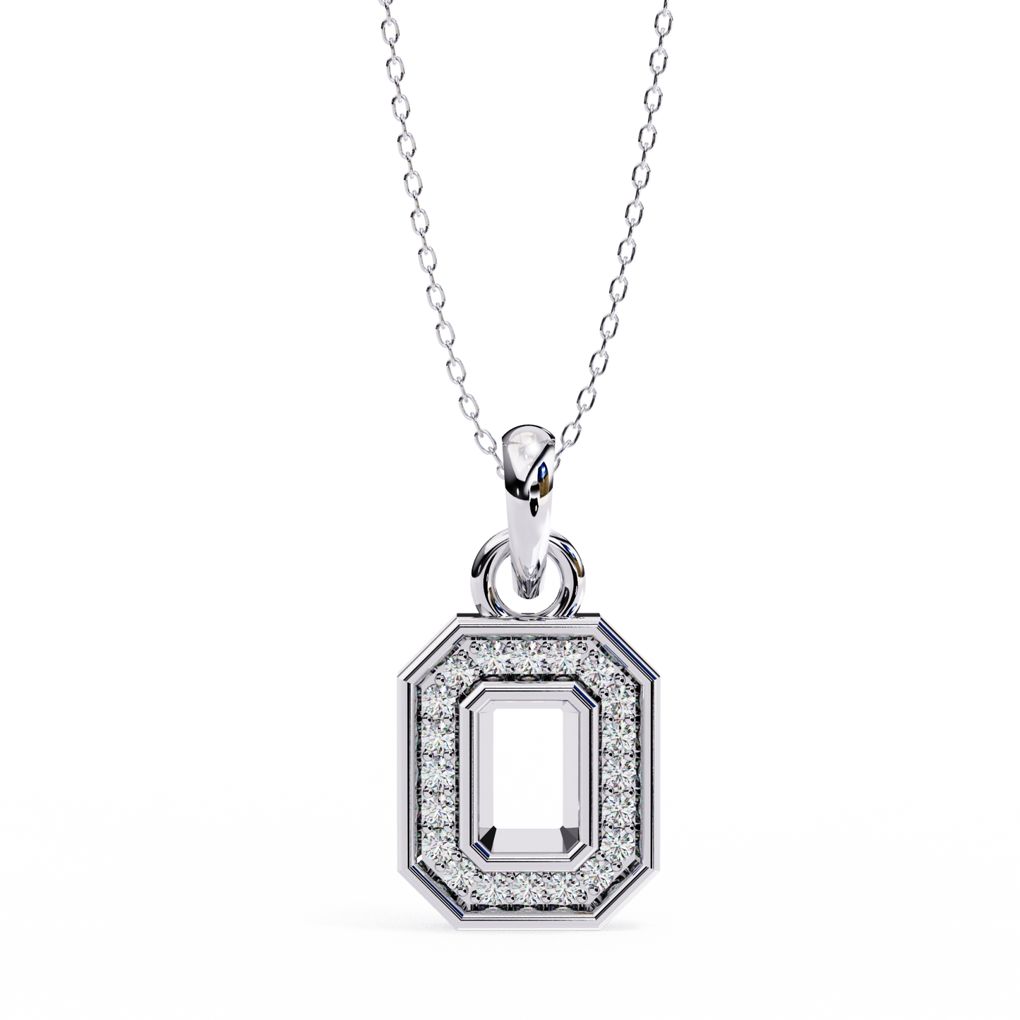 round cut halo octagon pave diamond pendant necklace – elegant fine jewelry