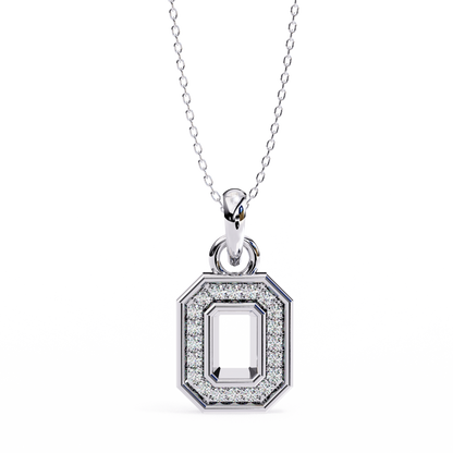 Round Cut Halo Octagon Pave Diamond Pendant Necklace – Elegant Fine Jewelry