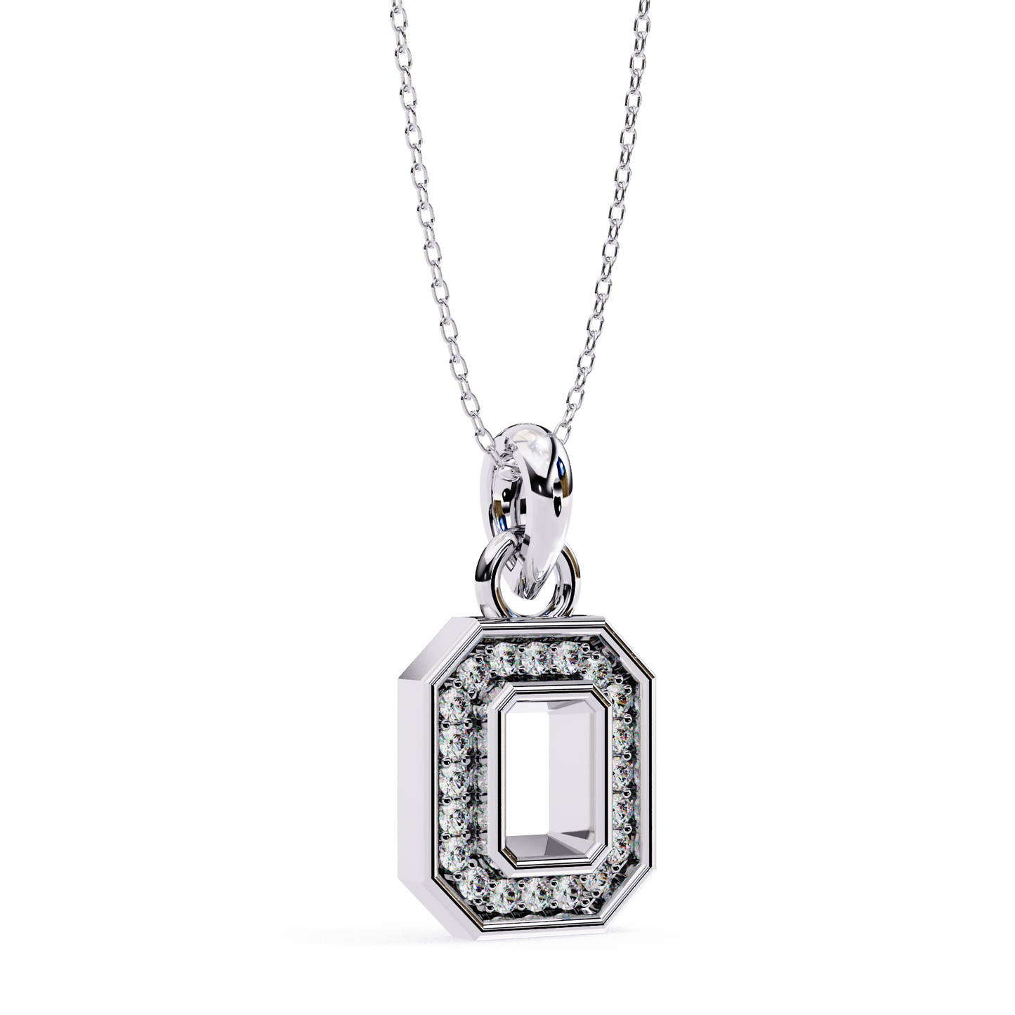 round cut halo octagon pave diamond pendant necklace – elegant fine jewelry