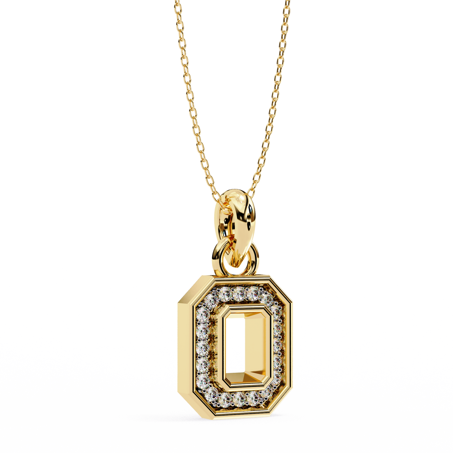 round cut halo octagon pave diamond pendant necklace – elegant fine jewelry