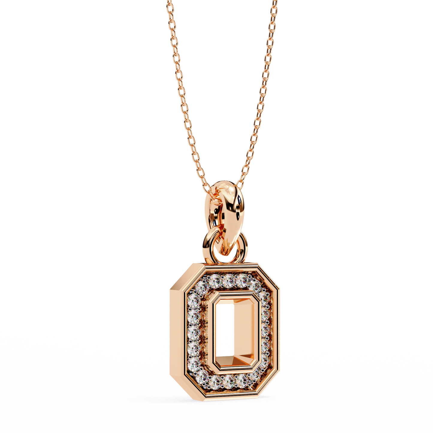 round cut halo octagon pave diamond pendant necklace – elegant fine jewelry