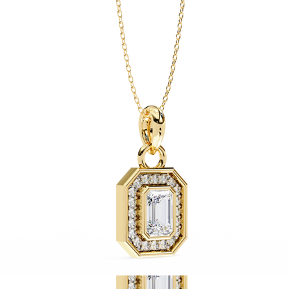 Emerald Cut Diamond Halo Pendant – Elegant Fine Jewelry