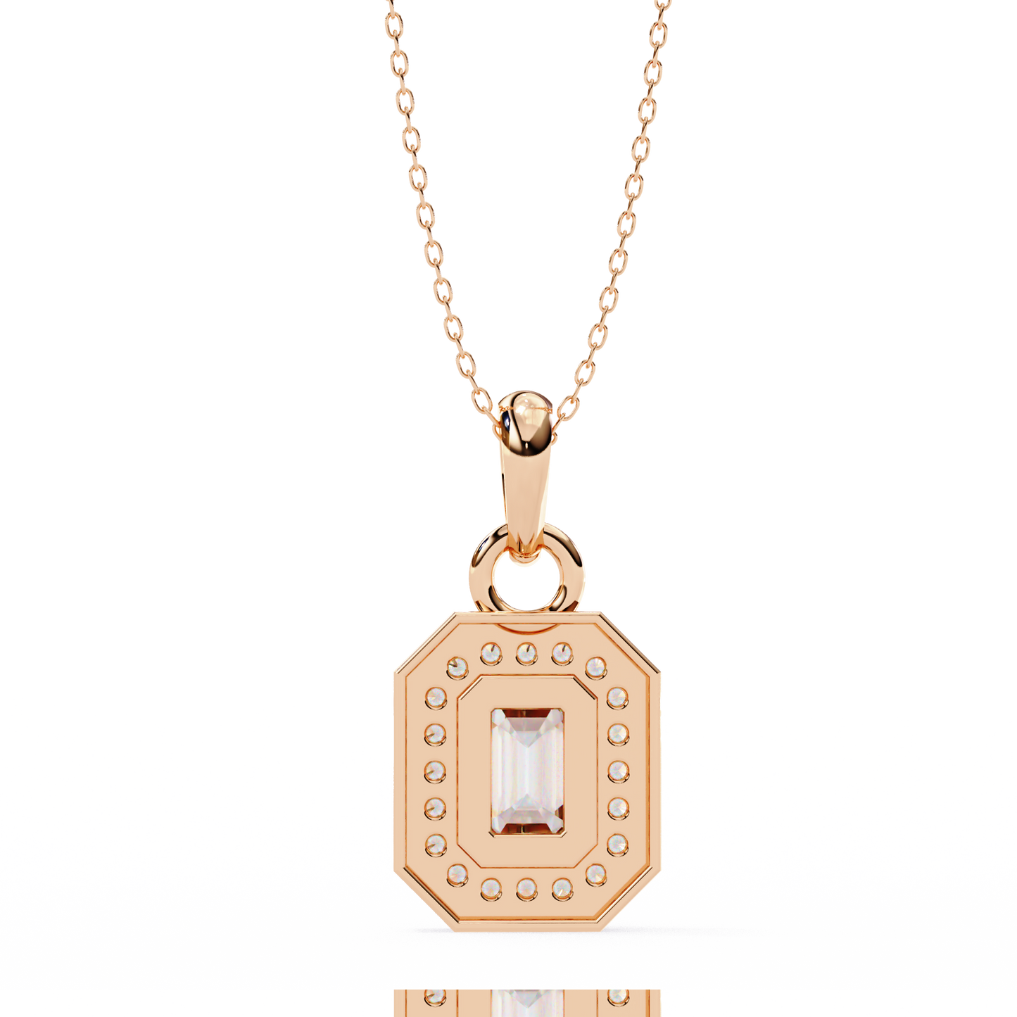 emerald cut diamond halo pendant – elegant fine jewelry