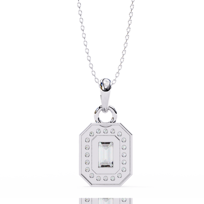 Emerald Cut Diamond Halo Pendant – Elegant Fine Jewelry