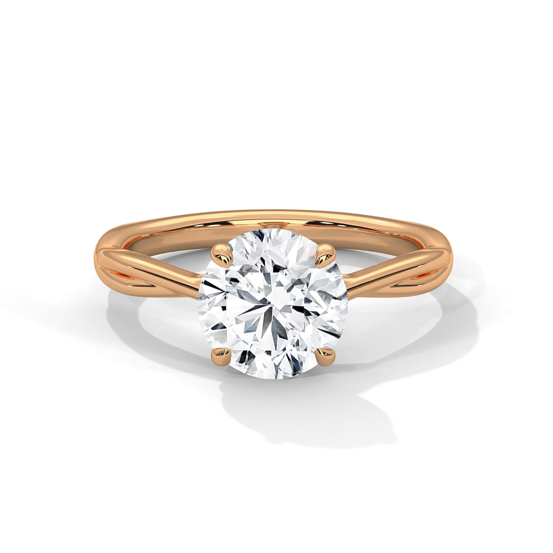 women’s 2 carat round cut four-prong swirl solitaire diamond engagement ring