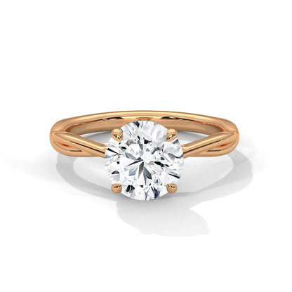 Women’s 2 Carat Round Cut Four-Prong Swirl Solitaire Diamond Engagement Ring