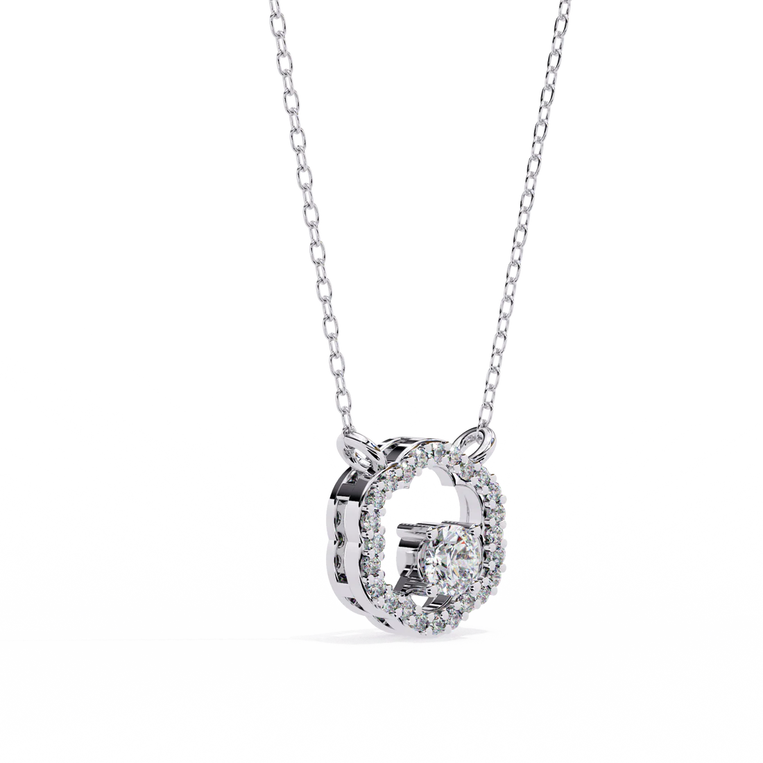 round brilliant cut halo diamond pendant necklace – luxury fine jewelry