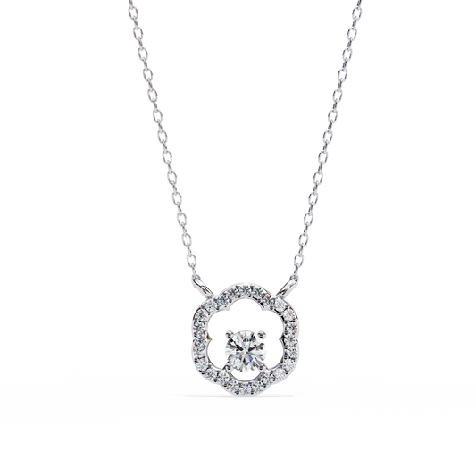 Round Brilliant Cut Halo Diamond Pendant Necklace – Luxury Fine Jewelry