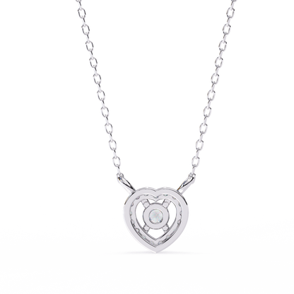 Round Brilliant Cut Diamond Halo Pendant with Heart Frame - Modern Fine Jewelry
