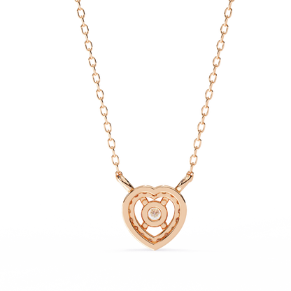 Round Brilliant Cut Diamond Halo Pendant with Heart Frame - Modern Fine Jewelry