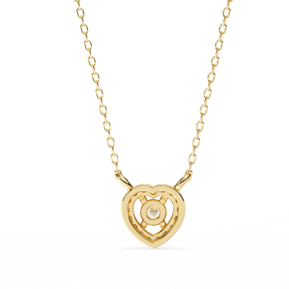Round Brilliant Cut Diamond Halo Pendant with Heart Frame - Modern Fine Jewelry