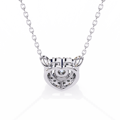 Round Brilliant Cut Diamond Halo Pendant with Heart Frame - Modern Fine Jewelry