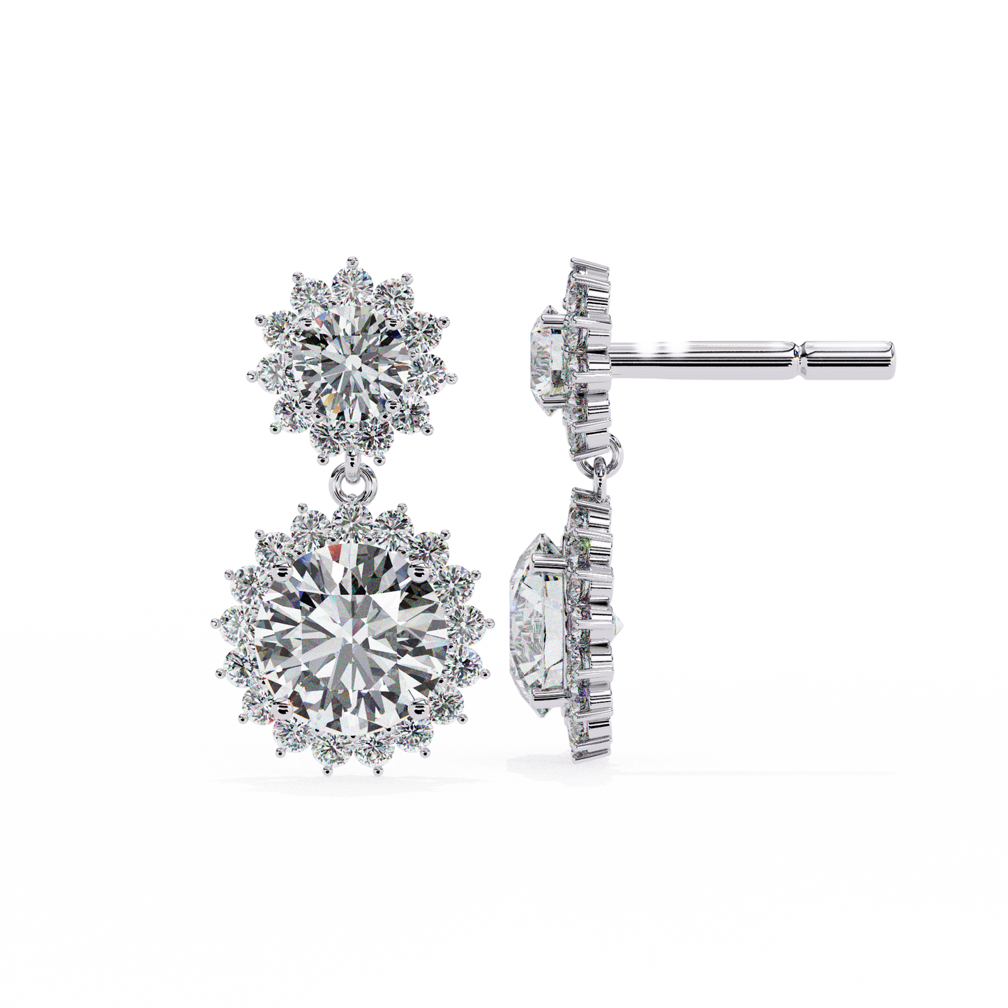 1.50 carat round cut diamond drop & dangle earring - fine jewelry
