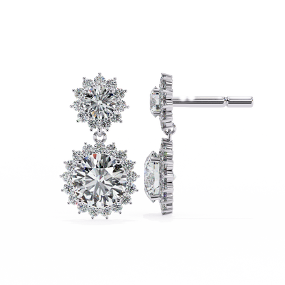 1.50 Carat Round Cut Diamond Drop & Dangle Earring - Fine Jewelry