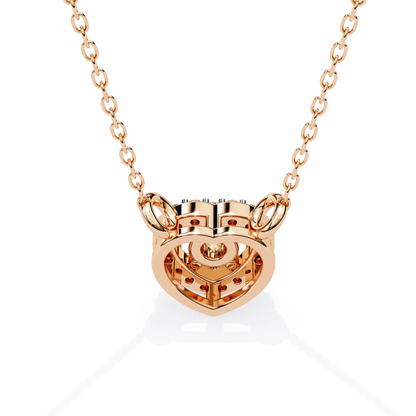 Round Brilliant Cut Diamond Halo Pendant with Heart Frame - Modern Fine Jewelry