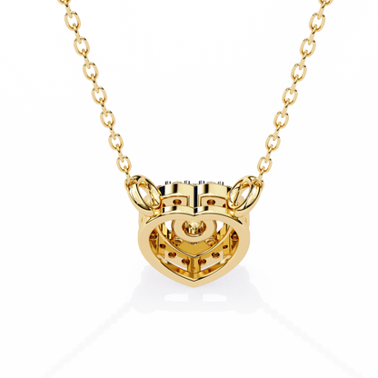 Round Brilliant Cut Diamond Halo Pendant with Heart Frame - Modern Fine Jewelry