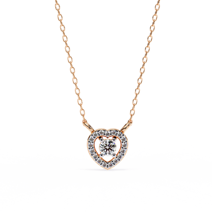 Round Brilliant Cut Diamond Halo Pendant with Heart Frame - Modern Fine Jewelry