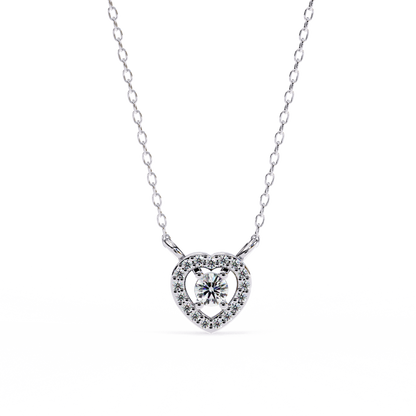 Round Brilliant Cut Diamond Halo Pendant with Heart Frame - Modern Fine Jewelry