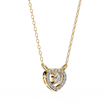 Round Brilliant Cut Diamond Halo Pendant with Heart Frame - Modern Fine Jewelry