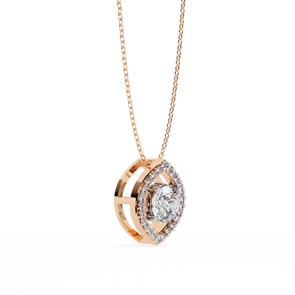 LGD Pendant Round Stone (0.56ct ) In 14K Gold Without Chain