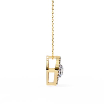 LGD Pendant Round Stone (0.56ct ) In 14K Gold Without Chain