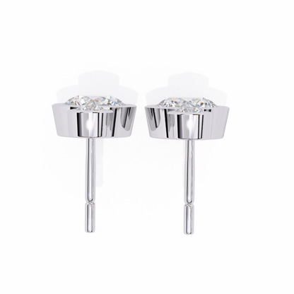 2.00 Carat Round Cut Bezel Set Diamond Drop Earrings – Modern Fine Jewelry