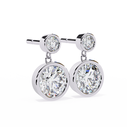 2.00 Carat Round Cut Bezel Set Diamond Drop Earrings – Modern Fine Jewelry