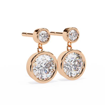 2.00 Carat Round Cut Bezel Set Diamond Drop Earrings – Modern Fine Jewelry