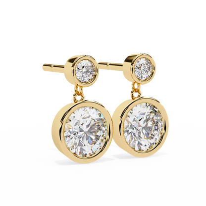 2.00 Carat Round Cut Bezel Set Diamond Drop Earrings – Modern Fine Jewelry