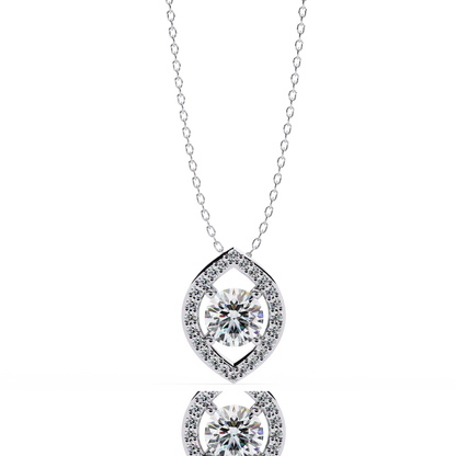 1.15 Carat Round Cut Diamond Halo Pendant with Marquise Frame - Modern Fine Jewelry