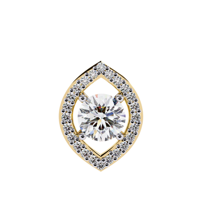 LGD Pendant Round Stone (0.56ct ) In 14K Gold Without Chain