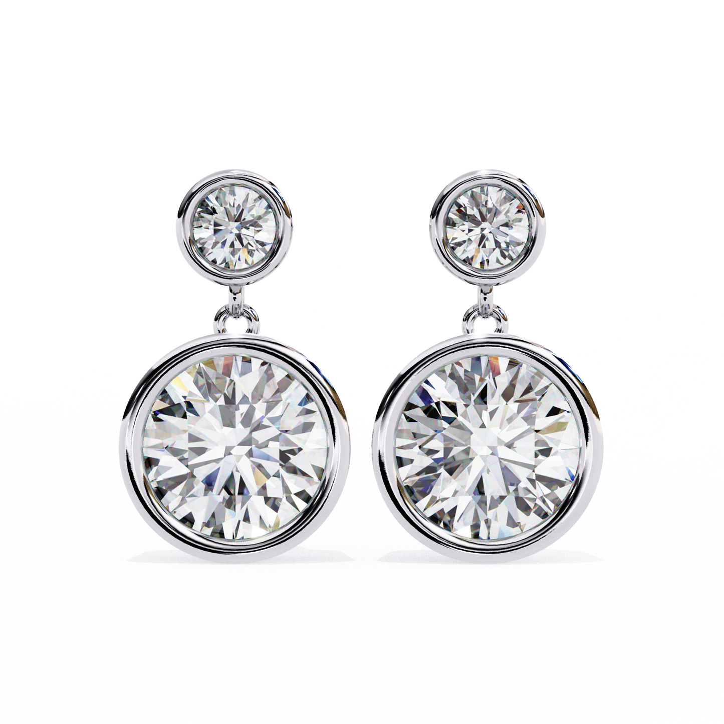 2.00 carat round cut bezel set diamond drop earrings – modern fine jewelry