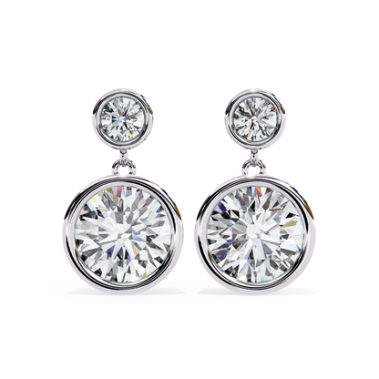 2.00 Carat Round Cut Bezel Set Diamond Drop Earrings – Modern Fine Jewelry