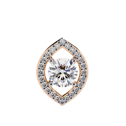 LGD Pendant Round Stone (0.56ct ) In 14K Gold Without Chain