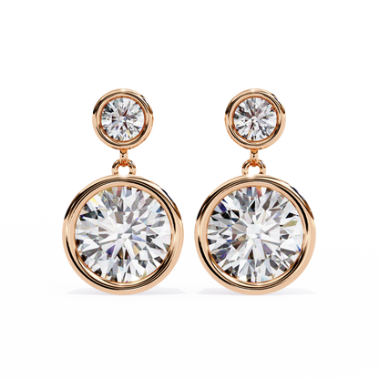 2.00 Carat Round Cut Bezel Set Diamond Drop Earrings – Modern Fine Jewelry