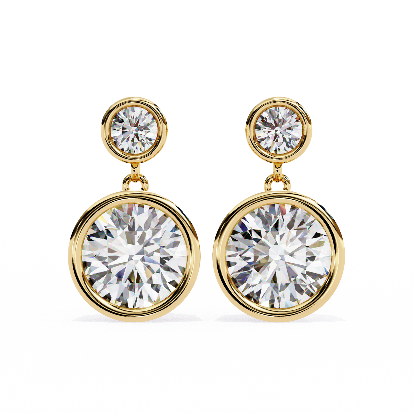 2.00 carat round cut bezel set diamond drop earrings – modern fine jewelry