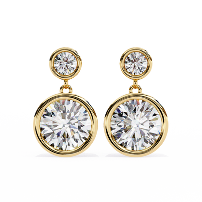 2.00 Carat Round Cut Bezel Set Diamond Drop Earrings – Modern Fine Jewelry