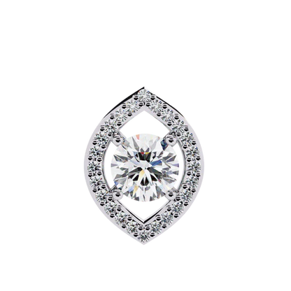1.15 Carat Round Cut Diamond Halo Pendant with Marquise Frame - Modern Fine Jewelry