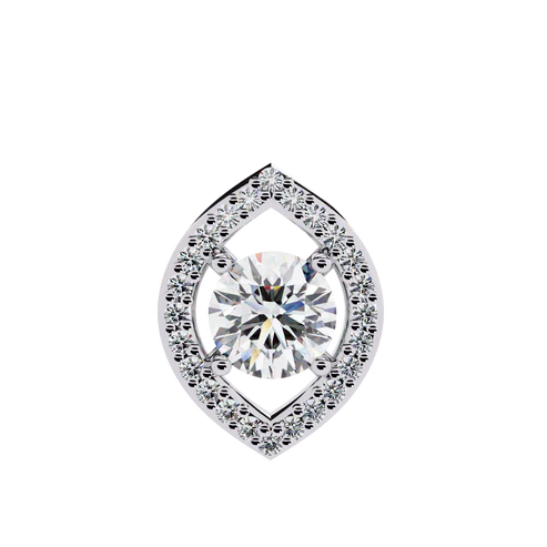 1.15 Carat Round Cut Diamond Halo Pendant with Marquise Frame - Modern Fine Jewelry