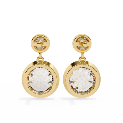 2.00 Carat Round Cut Bezel Set Diamond Drop Earrings – Modern Fine Jewelry