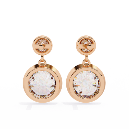 2.00 Carat Round Cut Bezel Set Diamond Drop Earrings – Modern Fine Jewelry